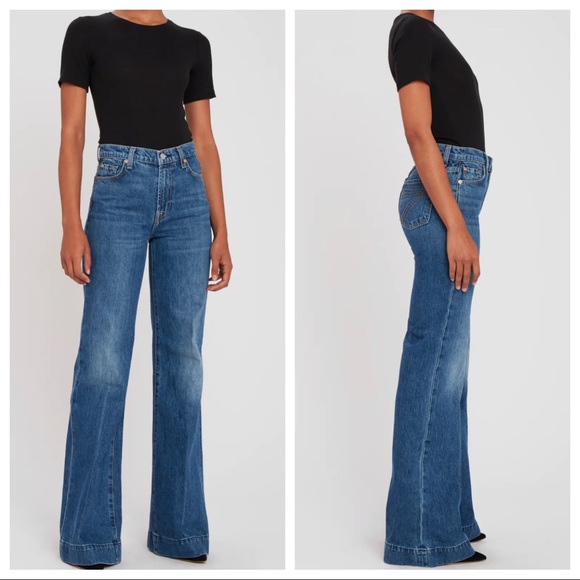 Boho Wide Leg 5 Pocket Best Fitting Jeans in a Dark Wash - Picture 2 of 8